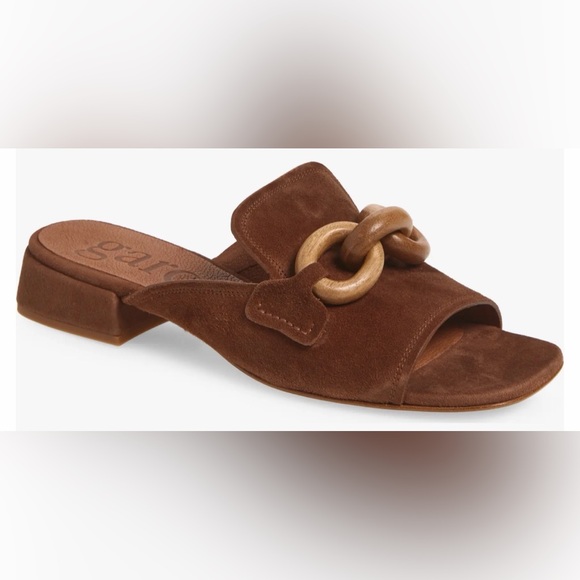 Pedro García Moore Suede Midi Mules Beige 37.5 US 6.5 Luxe Chain Detail Spain - Picture 9 of 14